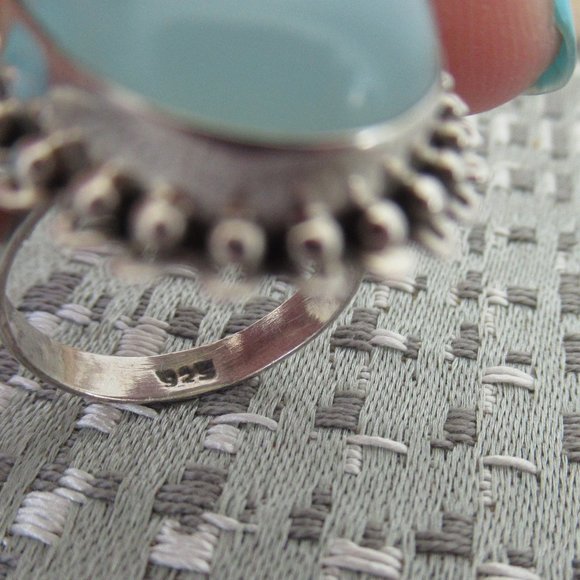 925 Silver 15mm Oval Chalcedony Cocktail Ring Sz 6 New - Picture 7 of 7